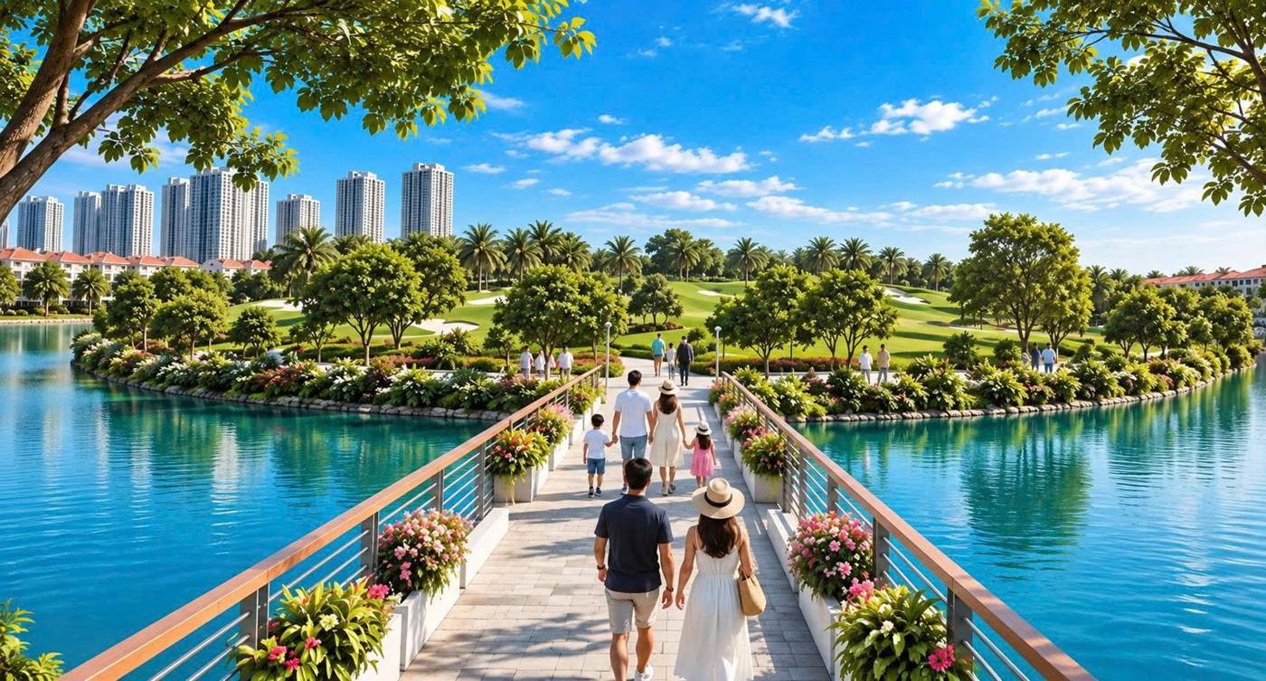 Cầu đi bộ qua hồ